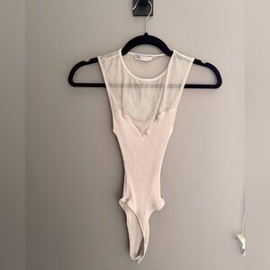 Zara Cream Sheer Detail Bodysuit